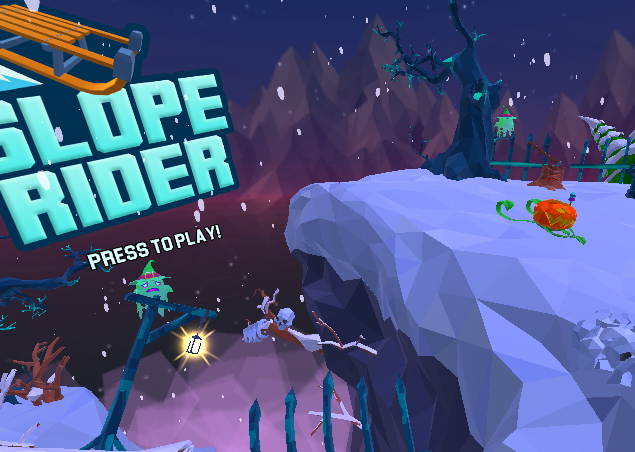 Slope Rider screenshot – sled shop and winter scene